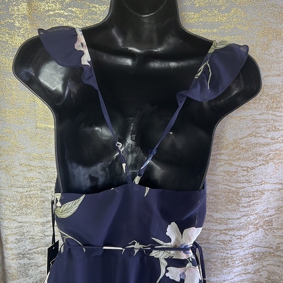 Luluโs All Mine Navy Blue Floral Print High-Low Wrap Dress Size XS - Picture 11 of 17